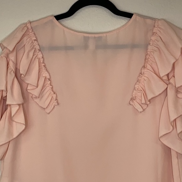 Libby Edelman Short Sleeve Ruffle Blouse Size Med - Picture 6 of 10
